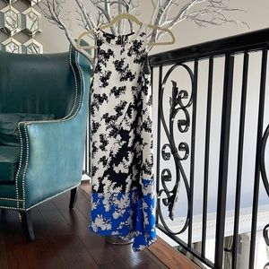 Alfani dress. Blue, white, and black. Size 4 petite